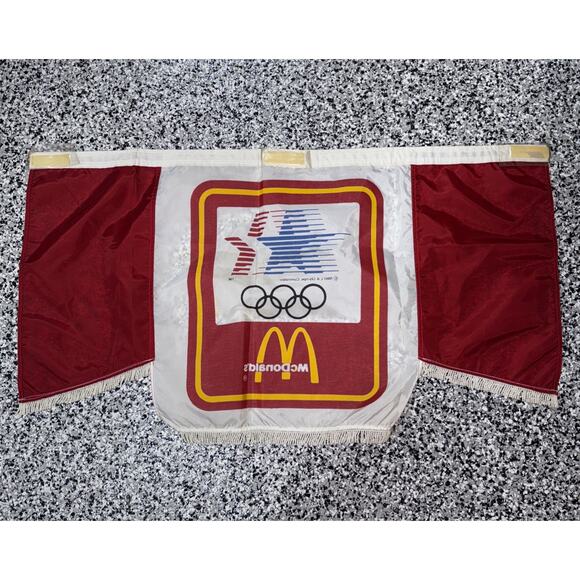Vintage 1980 LA Los Angeles Olympic Committee McDonald's Olympic Flag Banner - Picture 6 of 6
